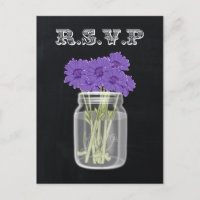 Vintage Chalkboard Mason Jar floral rsvp