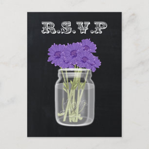 Invitation Carte Postale Vintage Chalkboard Mason Jar floral rsvp