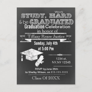 Invitation Carte Postale Vintage Chalkboard Typography Graduation
