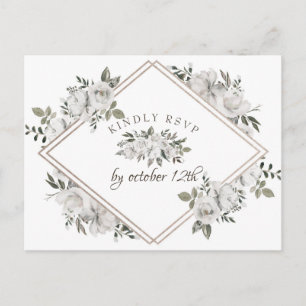 Invitation Carte Postale Vintage Cherish Floral Diamond Meice Choice RSVP