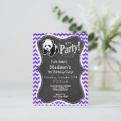 Invitation Carte Postale Violet bleu Chevron; Panda (Debout devant)