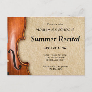 Invitation Carte Postale Violin Recital Concert Classical Music