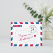 Invitation Carte Postale Virginia Airmail WEDDING RSVP (Debout devant)