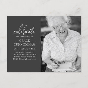 Invitation Carte Postale Virtual Celebrate the Extraordinaire Life Modern P