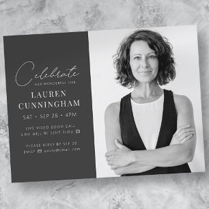 Invitation Carte Postale Virtuelle Célébrez sa vie Photo simple moderne