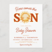 Invitation Carte Postale Voici Le Baby shower Son Sunshine Boho Boy (Devant)