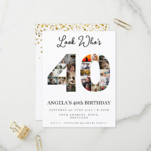 Invitation Carte Postale voici qui a 40 ans joyeux anniversaire Collage de