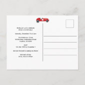 Invitation Carte Postale Voiture de course Fast One Boy 1er anniversaire (Dos)