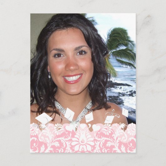 Invitation Carte Postale Votre photo Pink Graduation Open House (Devant)