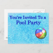 Invitation Carte Postale Vous êtes invité à une fête de pool (Devant / Derrière)