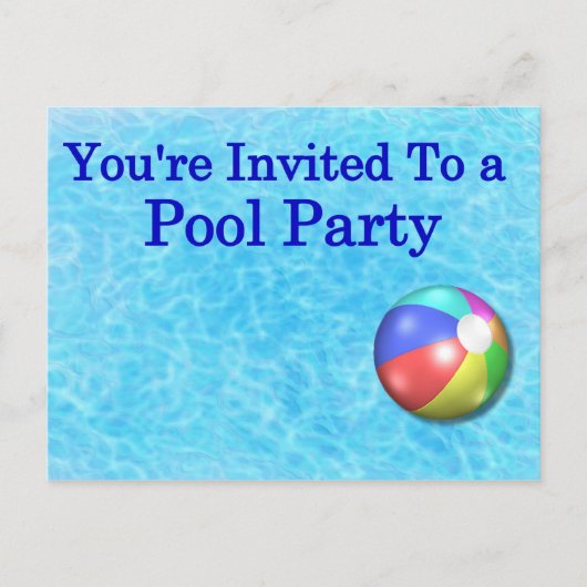 Invitation Carte Postale Vous êtes invité à une fête de pool (Devant)