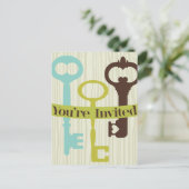 Invitation Carte Postale Vous êtes invité avec Keys et woodgrain (Debout devant)