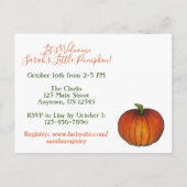 Invitation Carte Postale Vous êtes invité Baby shower Petit Citrouille (Dos)