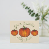 Invitation Carte Postale Vous êtes invité Baby shower Petit Citrouille (Debout devant)