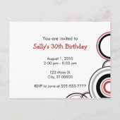 Invitation Carte Postale Vous êtes invité - Cercles noirs et rouges (Dos)