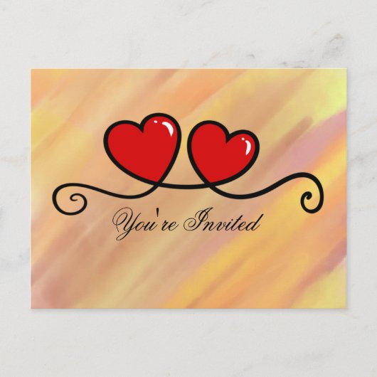 Invitation Carte Postale Vous êtes invité - Coeurs (Devant)