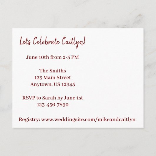 Invitation Carte Postale Vous êtes invité(e) Mariage de mariage mariée mari (Dos)