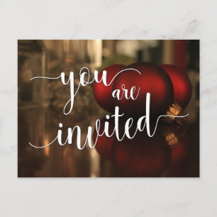 Invitation Carte Postale Vous Êtes Invité Noël Fête Décor Rouge