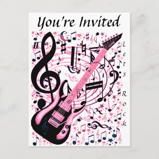 Invitation Carte Postale Vous êtes invité, Rock_ (Devant)