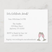 Invitation Carte Postale Vous êtes invitée Verre de Champagne Rose Shower d (Dos)