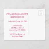 Invitation Carte Postale Vous êtes invités Fête d'anniversaire Animal Crack (Dos)