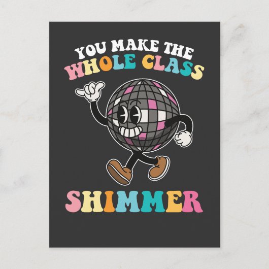 Invitation Carte Postale Vous faites briller toute la classe Groovy Rétro (Devant)