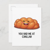 Invitation Carte Postale Vous m'aviez à Challah Bread Hanukkah Juif (Devant / Derrière)
