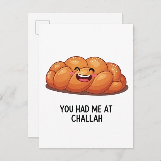 Invitation Carte Postale Vous m'aviez à Challah Bread Hanukkah Juif (Devant / Derrière)