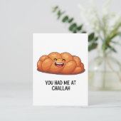 Invitation Carte Postale Vous m'aviez à Challah Bread Hanukkah Juif (Debout devant)