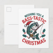 Invitation Carte Postale Vous souhaite un Noël poissonneux pour les pêcheur (Devant / Derrière)