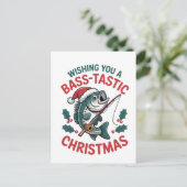 Invitation Carte Postale Vous souhaite un Noël poissonneux pour les pêcheur (Debout devant)