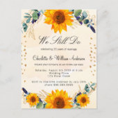 Invitation Carte Postale Vow renouveau tournesol eucalyptus coeur or (Devant)