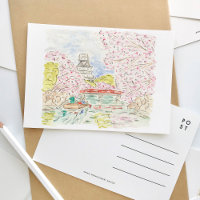 Voyage d'aquarelle japonais en fleurs de cerisier