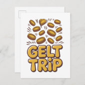 Invitation Carte Postale Voyage en Gelt Drôle Hanoucca Juif Juive Hébreu Cu (Devant / Derrière)