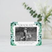 Invitation Carte Postale Watercolor Emerald Crystal Photo Graduation Party (Debout devant)