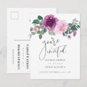 Invitation Carte Postale Wedding shower de Couples Floraux Blush Magenta (Devant / Derrière)