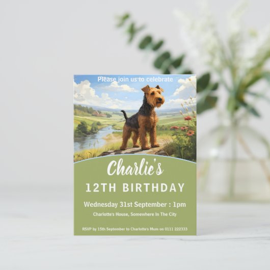 Invitation Carte Postale Welsh Terrier Sur Le Point De Vue (Debout devant)