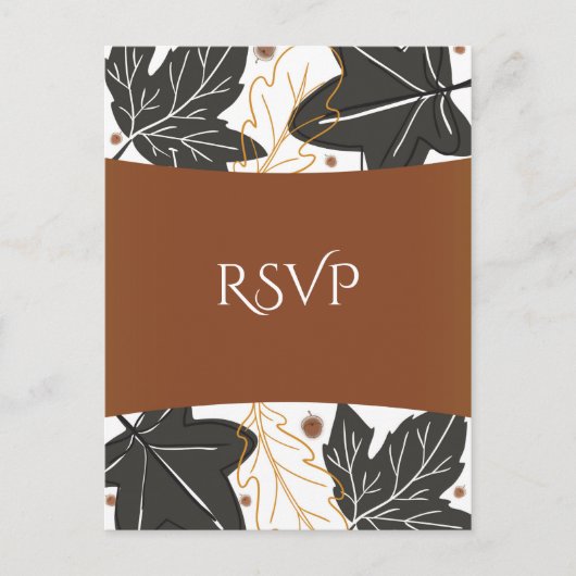 Invitation Carte Postale Whimsical Automne Feuilles et Acorns Mariage RSVP (Devant)