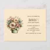 Invitation Carte Postale Whimsical Flowers in a Planter Pot Birthday (Devant)