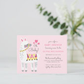 Invitation Carte Postale Whimsical Pastel Rose Llama Oh Baby shower (Debout devant)