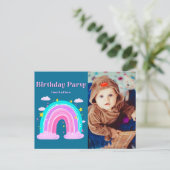 Invitation Carte Postale Whimsical Rainbow 1er Anniversaire Photo Invitatio (Debout devant)