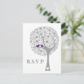 Invitation Carte Postale whimtree mauve lovebirds mod mariage rsvp (Debout devant)