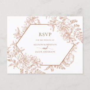 Invitation Carte Postale White Terra Cotta Géométrique Mariage Floral RSVP