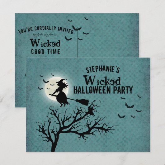 Invitation Carte Postale Wicked Witch (Devant / Derrière)