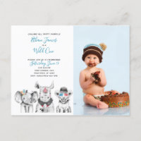 Wild One Animal Safari Baby Boy 1er Birthday Photo