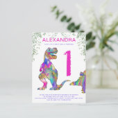 Invitation Carte Postale Wild One Dinosaur 1er Budget de fête d'anniversair (Debout devant)