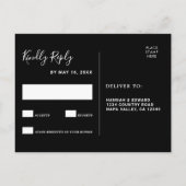 Invitation Carte Postale Wild Tropical Foliage Mariage Black RSVP Invitatia (Dos)