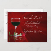 Invitation Carte Postale Wine et Rose Save The Date (Devant / Derrière)