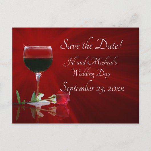 Invitation Carte Postale Wine et Rose Save The Date (Devant)
