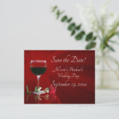 Invitation Carte Postale Wine et Rose Save The Date (Debout devant)